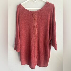 Moa Moa 3/4 sleeve shirt Rust color front pocket size 1X